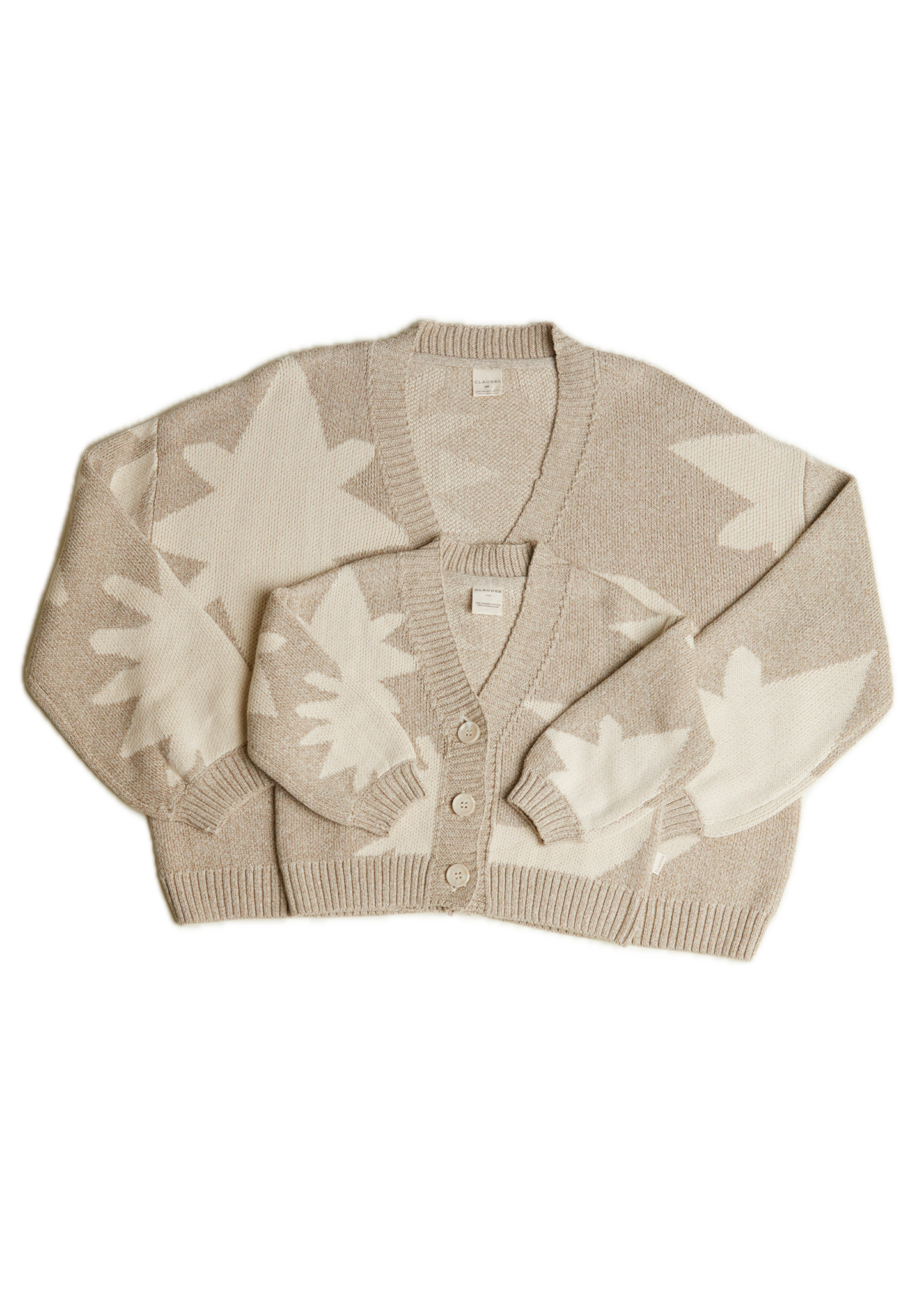 Abstract Neutral Moon Star Cardigan - flat lay - mini me
