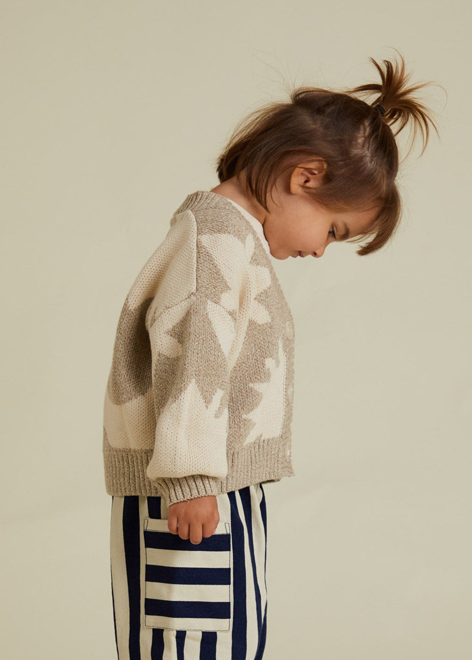 Abstract Neutral Moon Star Cardigan - side on