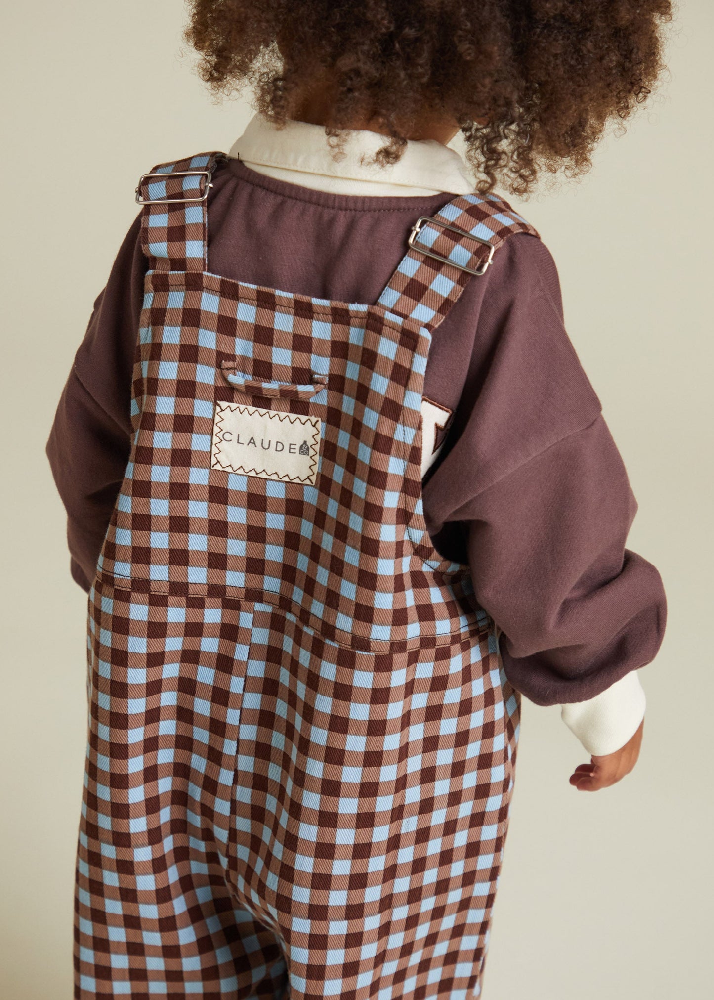 August Sky Gingham Dungaree - back tab