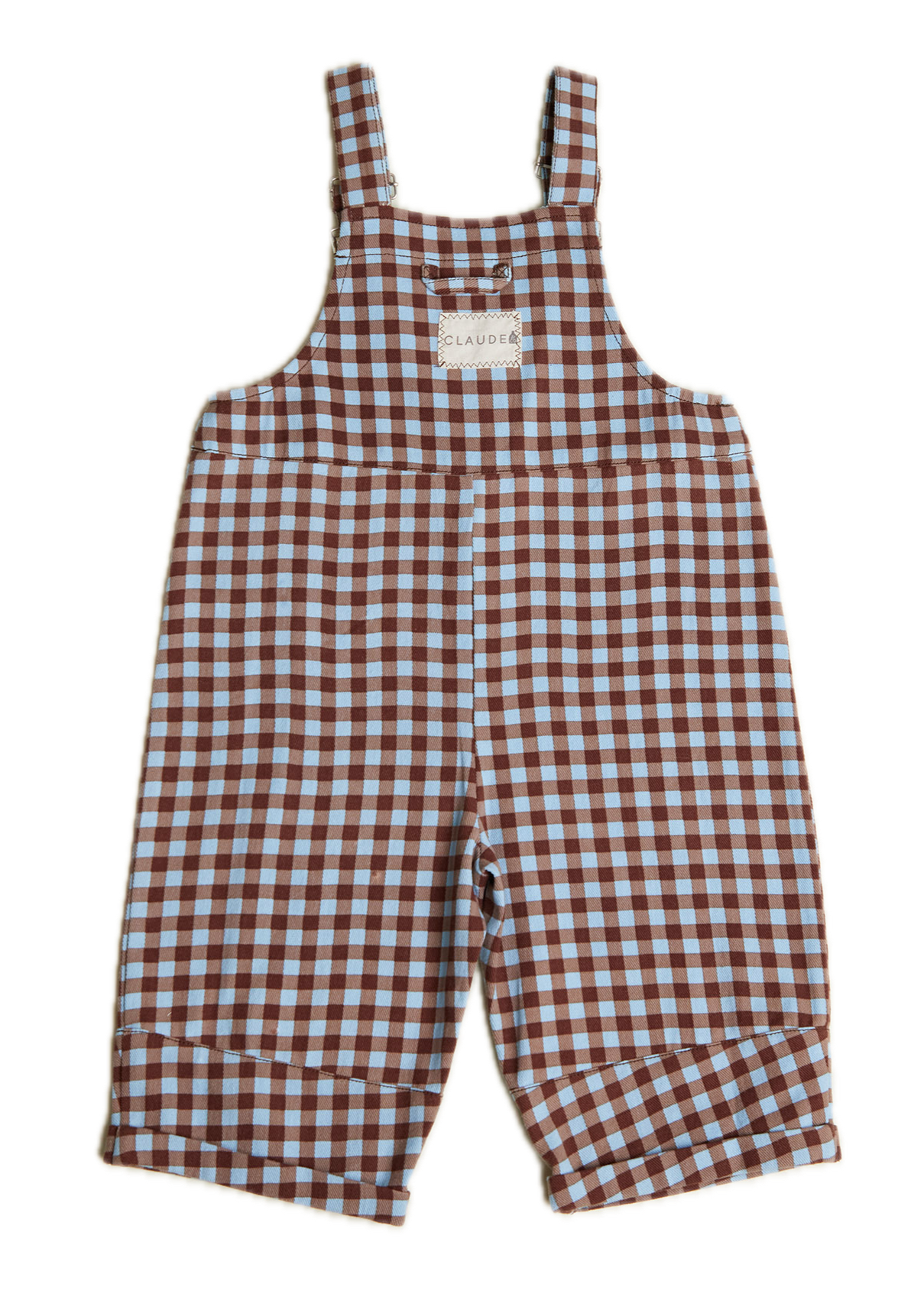 August Sky Gingham Dungaree - flat lay - back