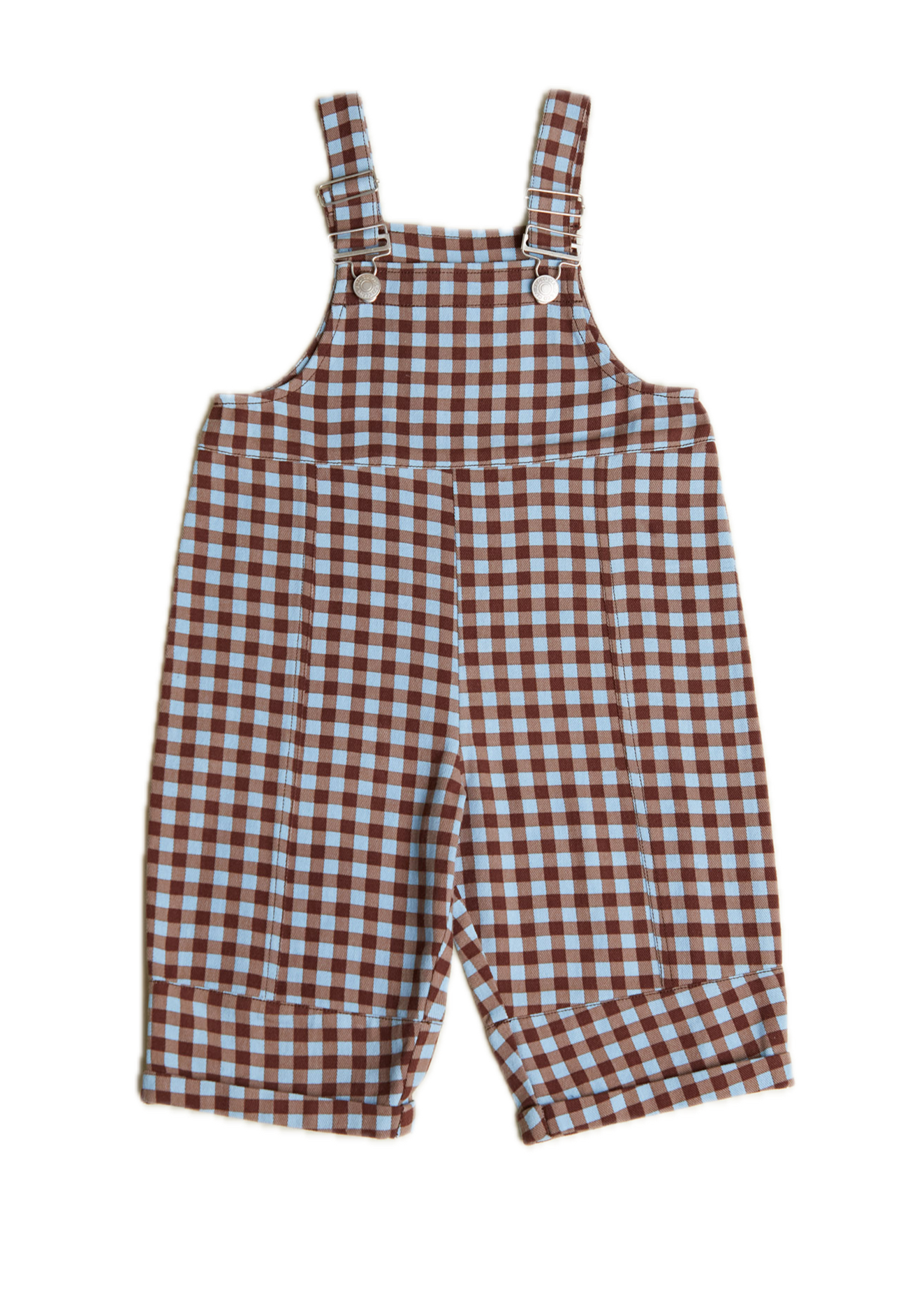 August Sky Gingham Dungaree - flat lay - front