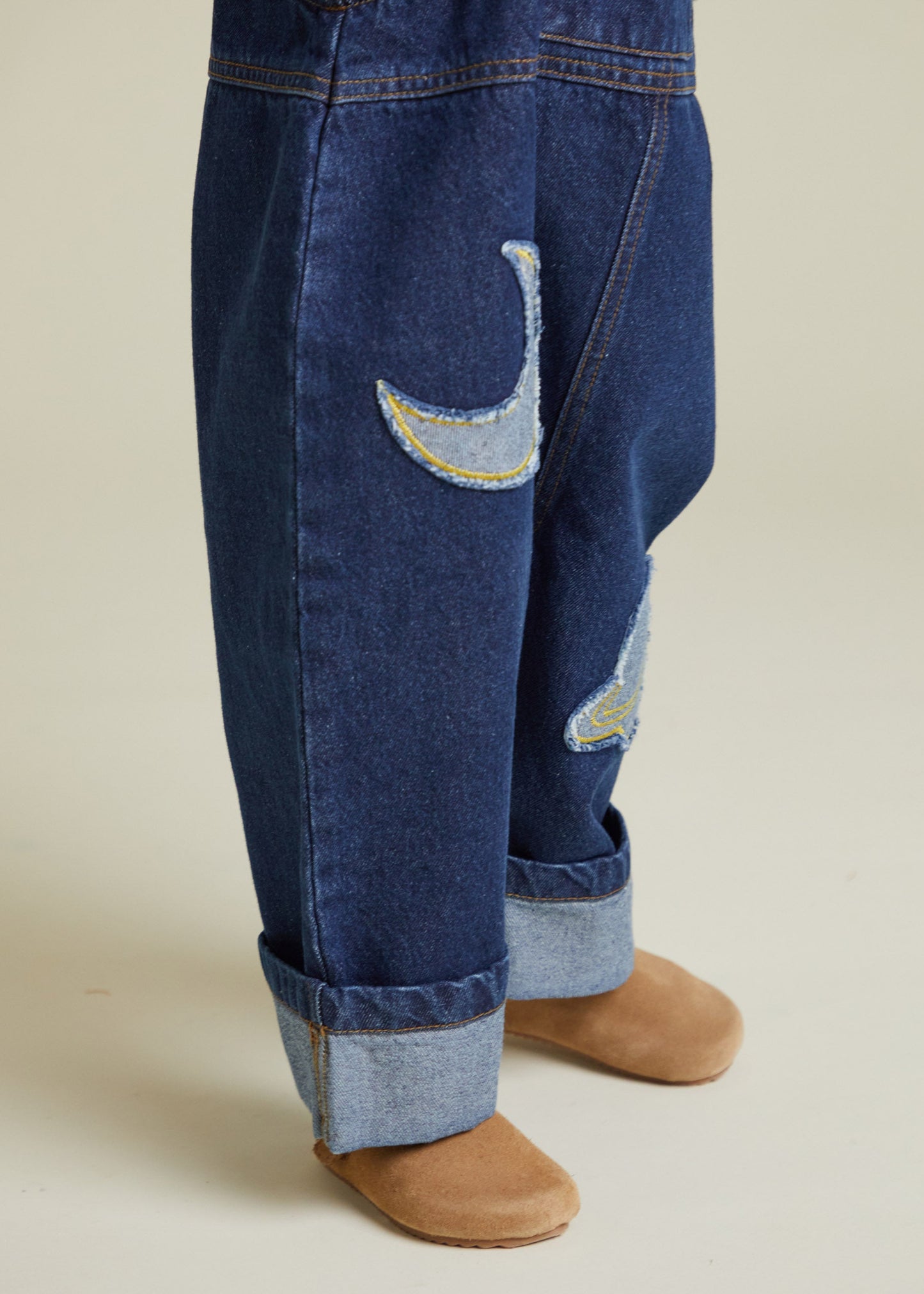 Blythe Indigo Denim Patch Dungaree - detail