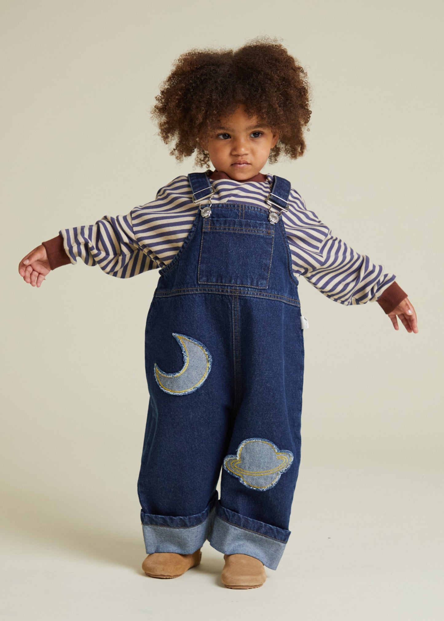Blythe Indigo Denim Patch Dungaree - front