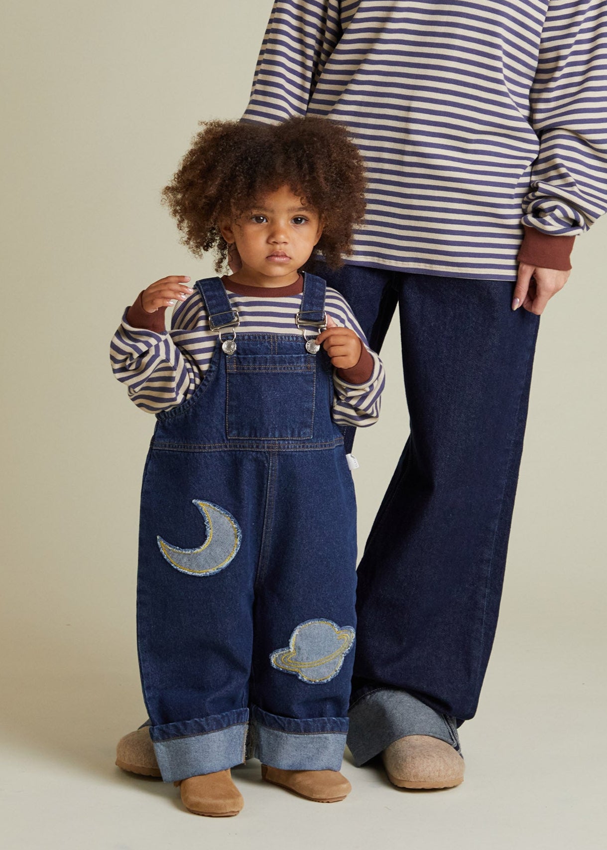 Blythe Indigo Denim Patch Dungaree - front mini
