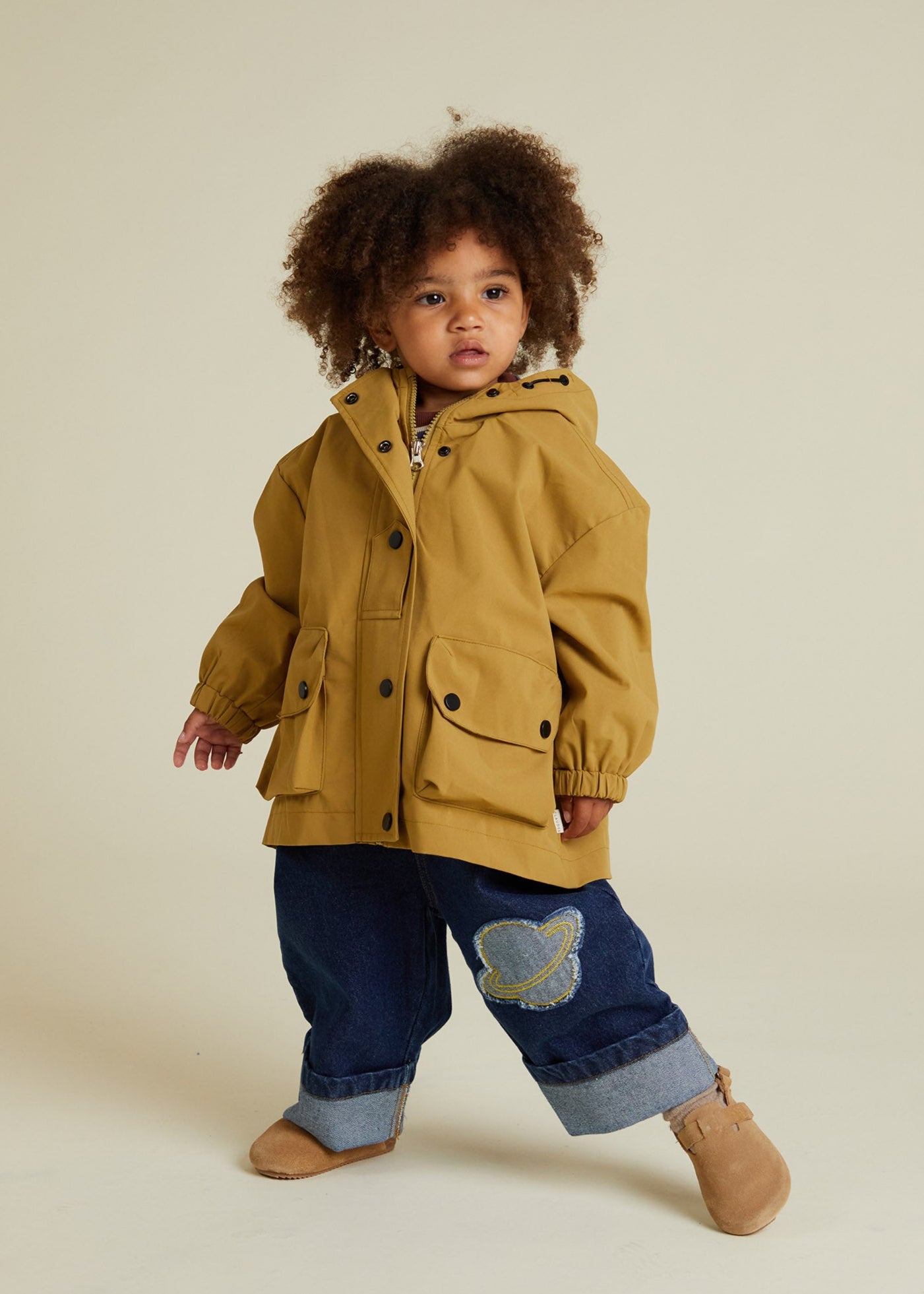 Brooke Honey Rain Jacket - done up