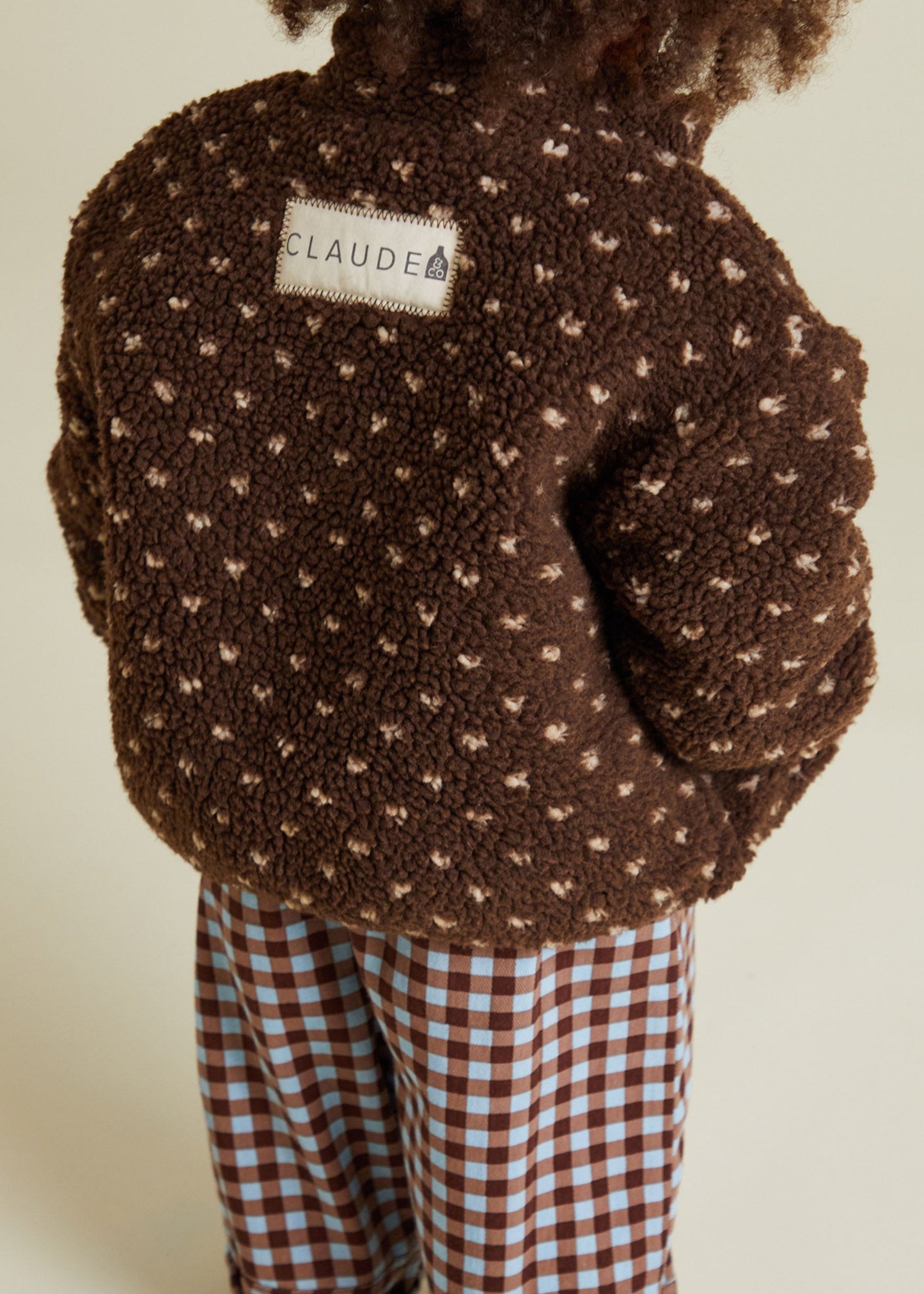 Drew Chocolate Spot Borg Jacket - back