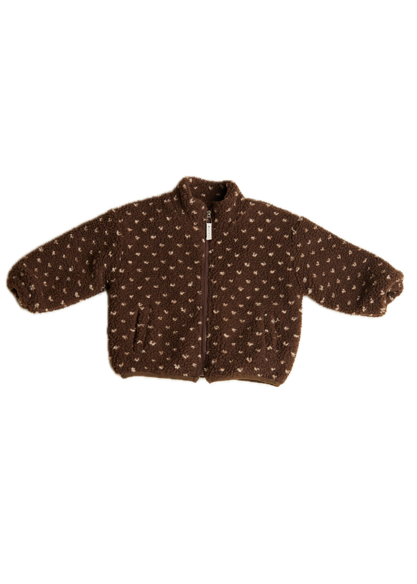 Drew Chocolate Spot Borg Jacket - flat lay - front