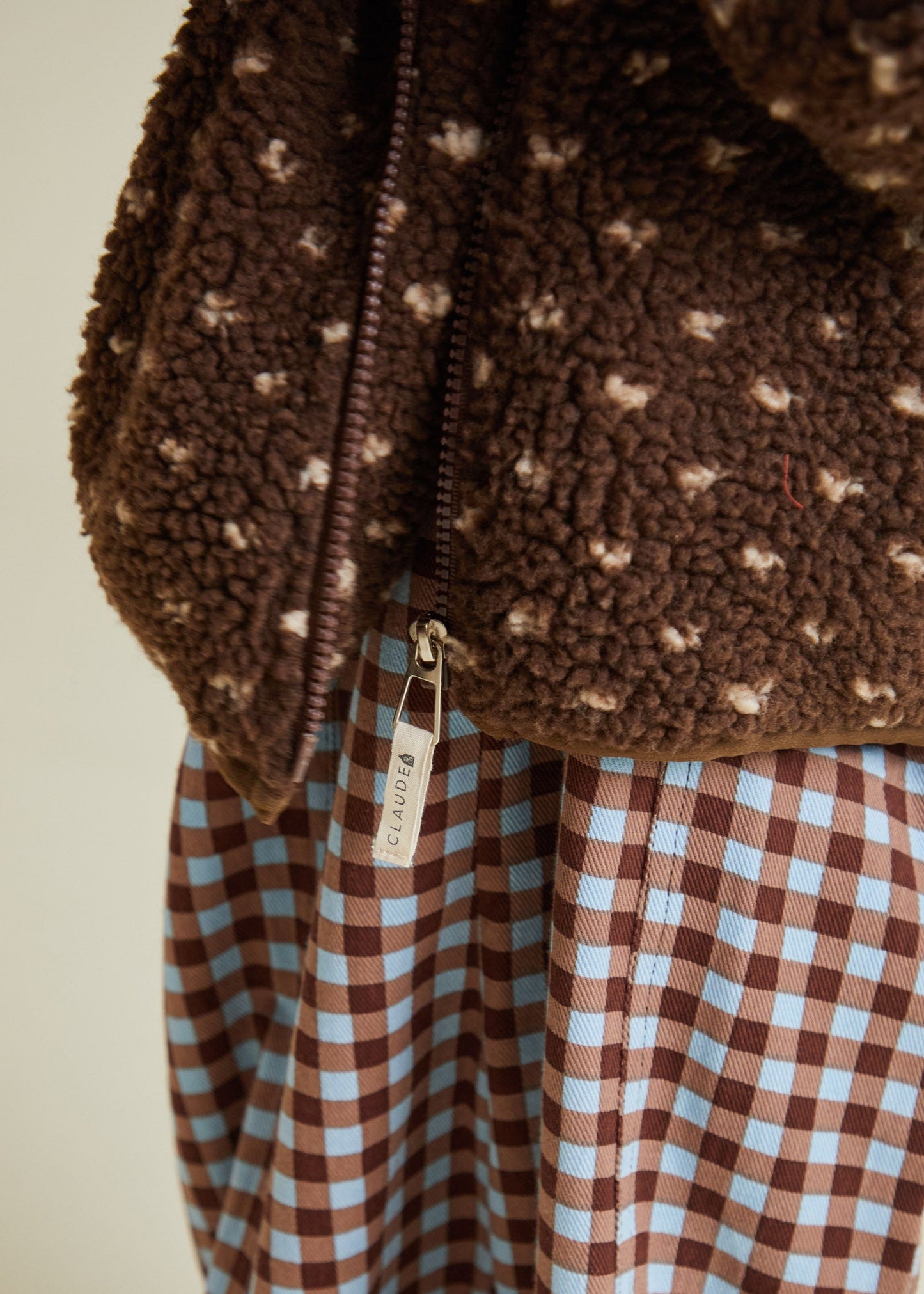 Drew Chocolate Spot Borg Jacket - zip