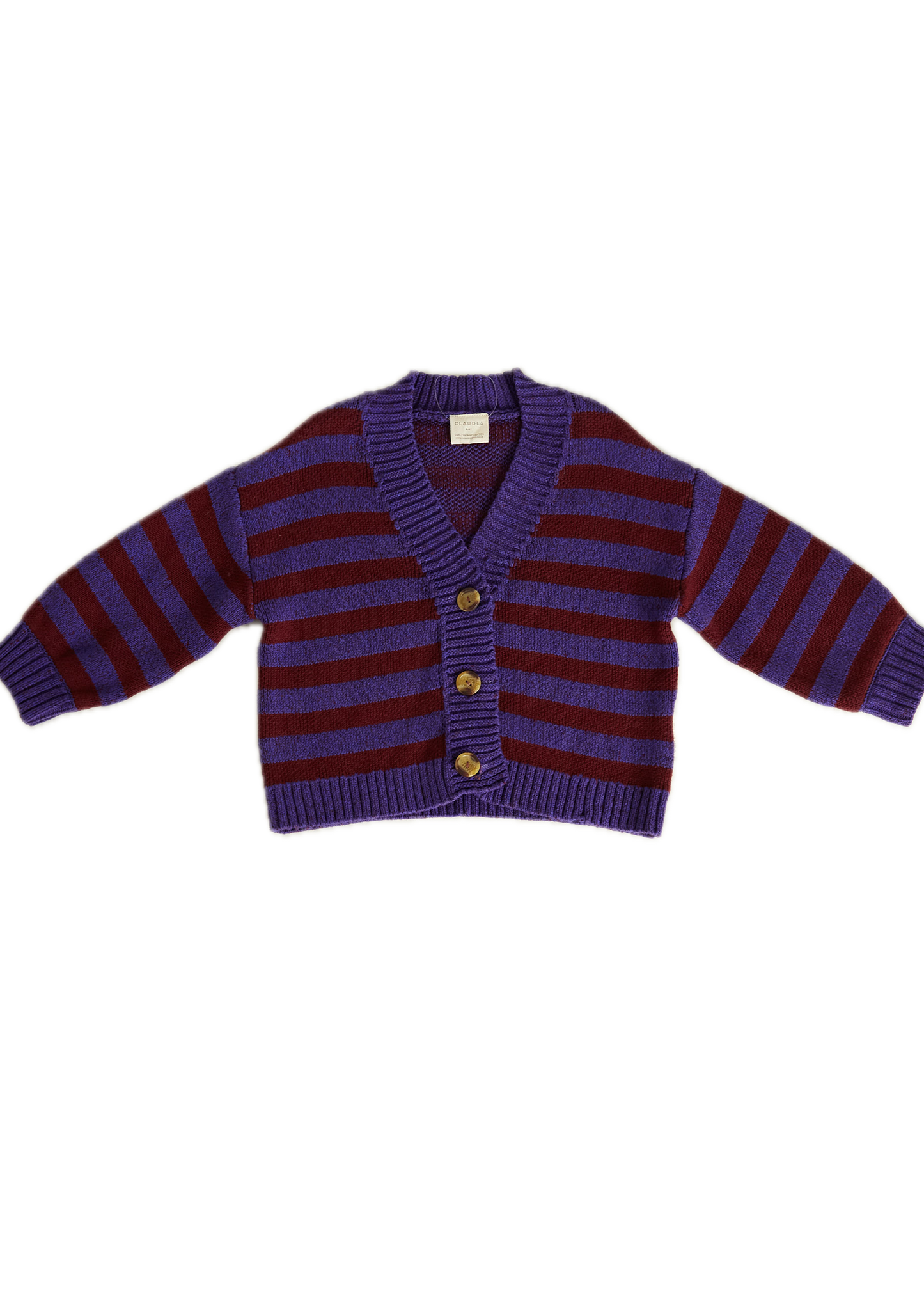 Eben Purple Stripe Cardigan - flat lay