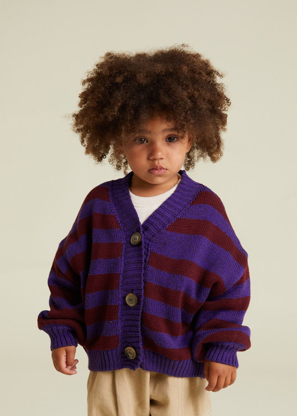 Eben Purple Stripe Cardigan - front on