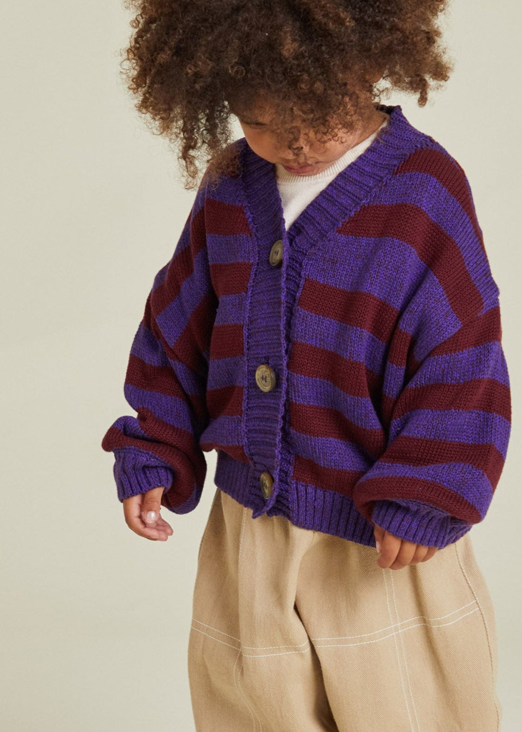 Eben Purple Stripe Cardigan - full outfit