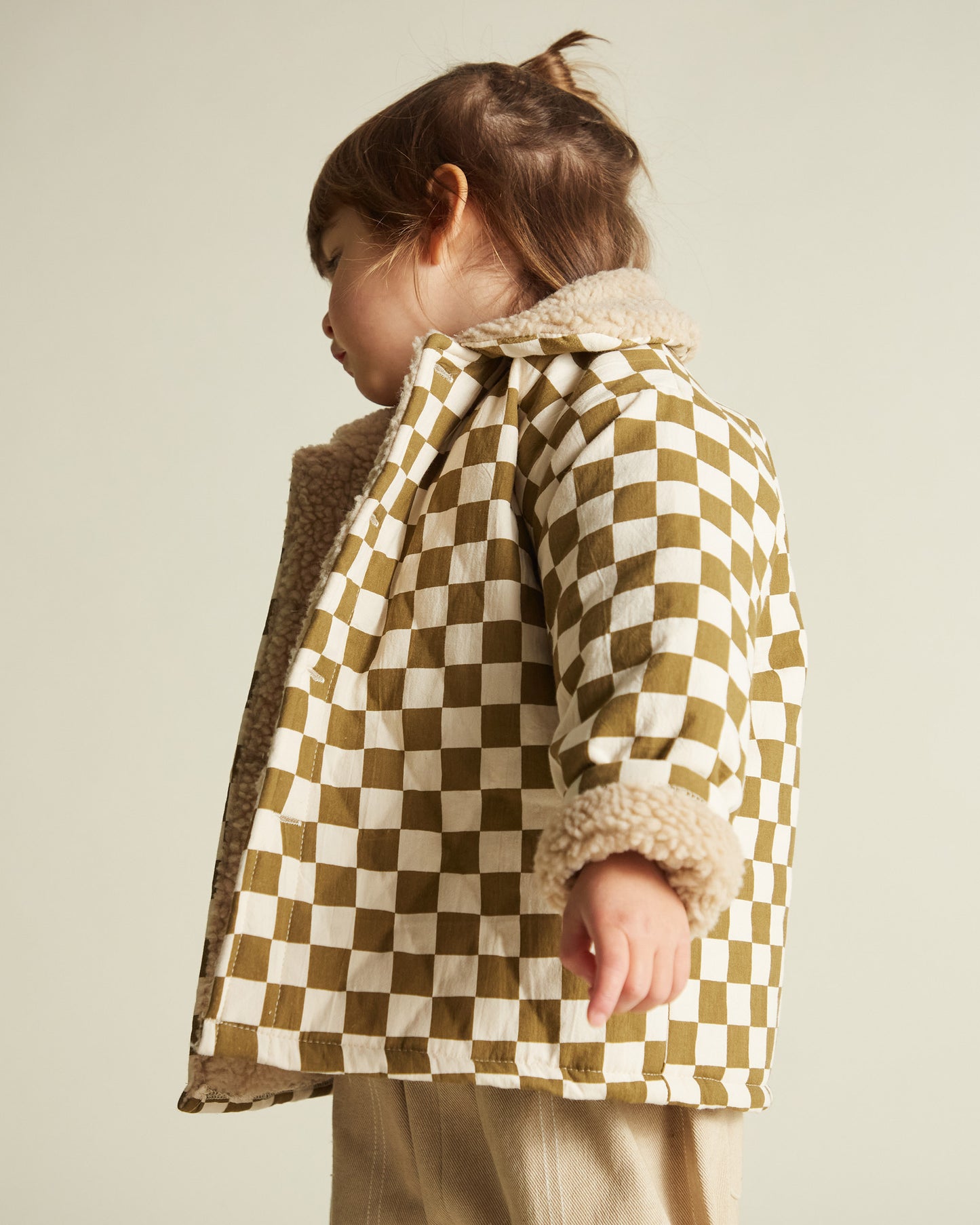Emery Coco Checkerboard Coat - side cuff