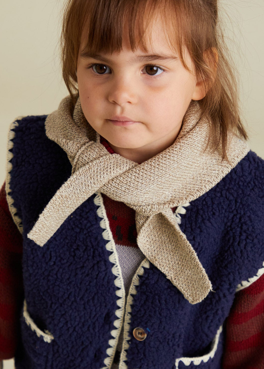 Hady Neutral Knit Neckerchief - front