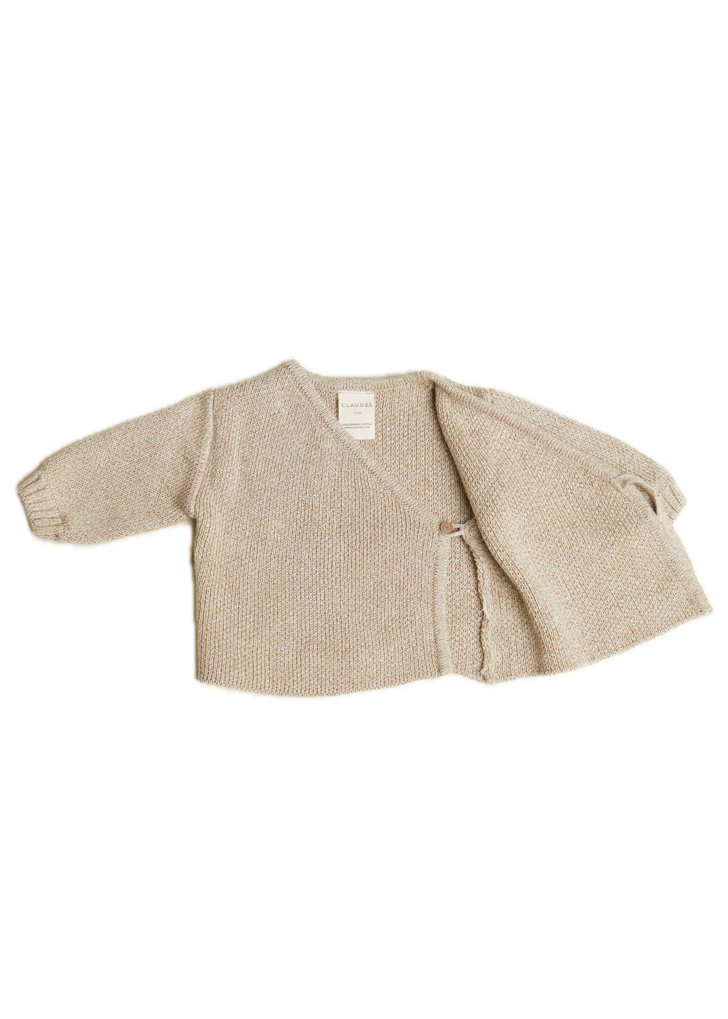 Hampton Oat Wrap Cardigan - flat lay - open