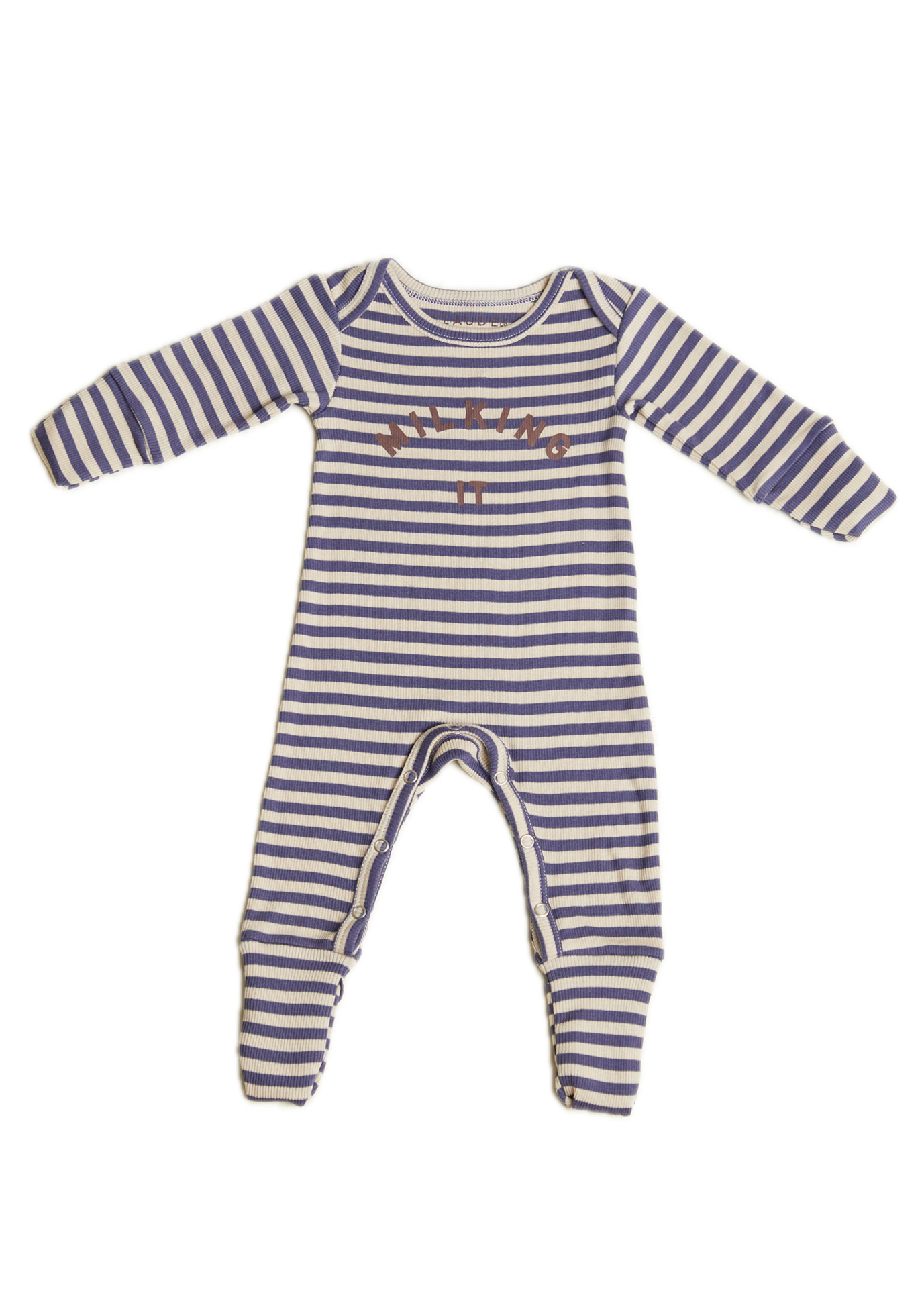 Milking It Inky Stripe Onesie - flat lay