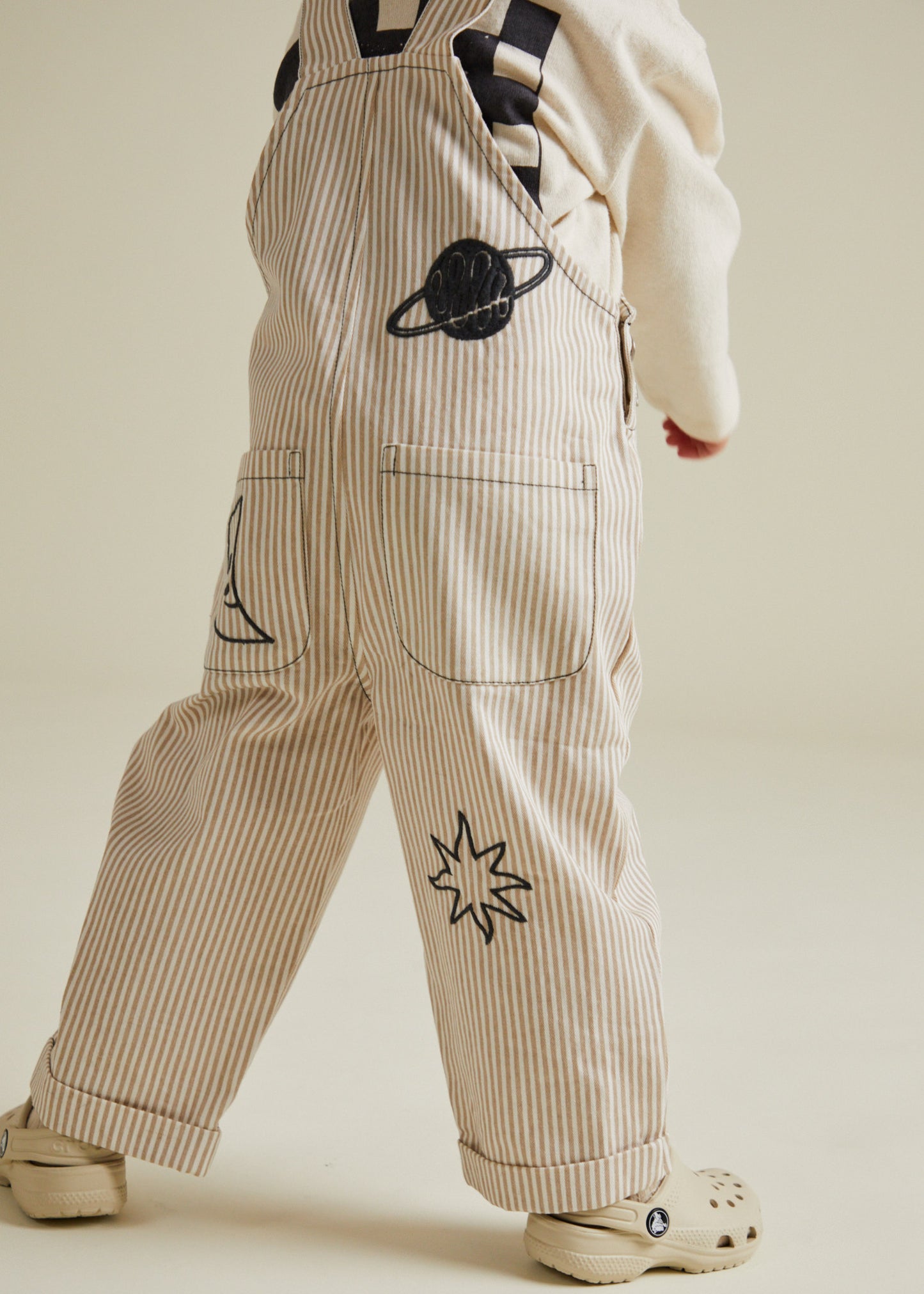 Piper Sand Stripe Dungaree Close