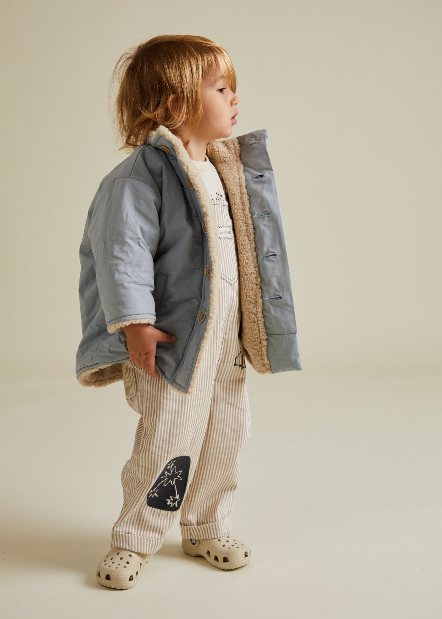 Piper Sand Stripe Dungaree With LongLine Coat