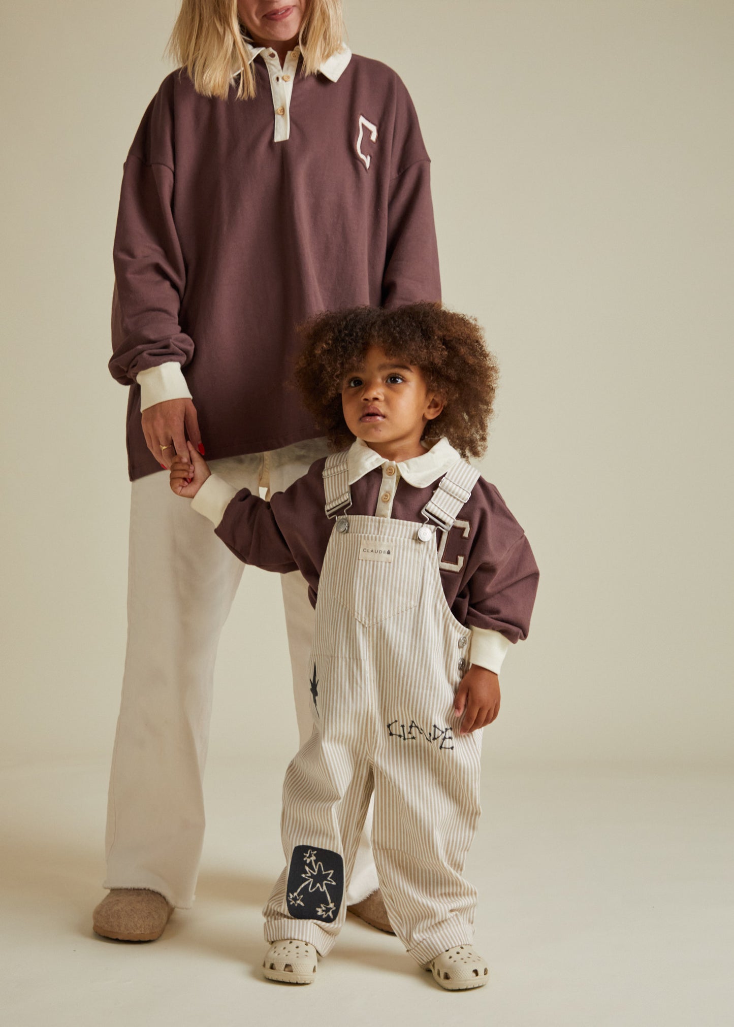 Piper Sand Stripe Dungaree Full with Matching Rugby
