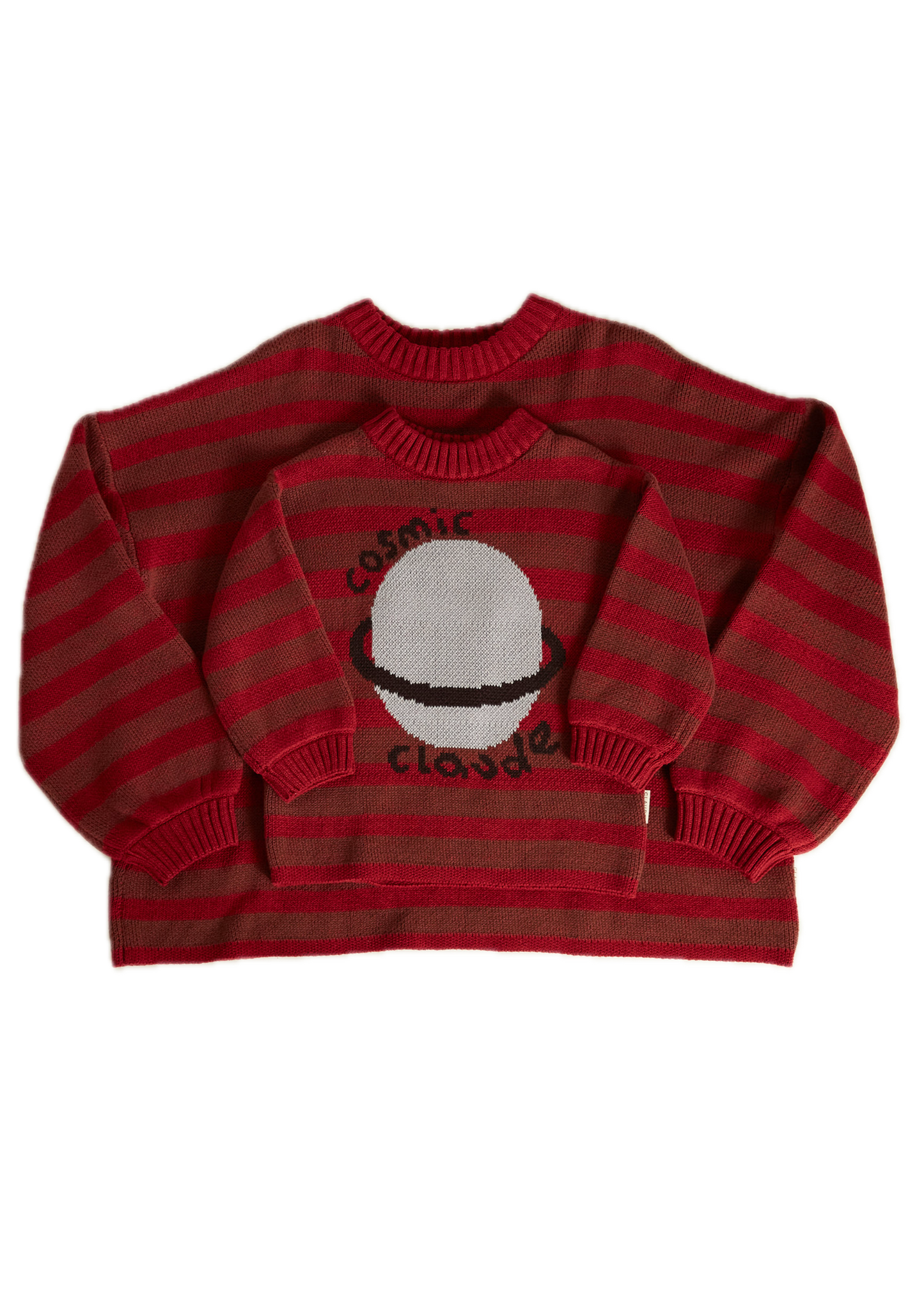 Saturn Maroon Sweater - flat lay