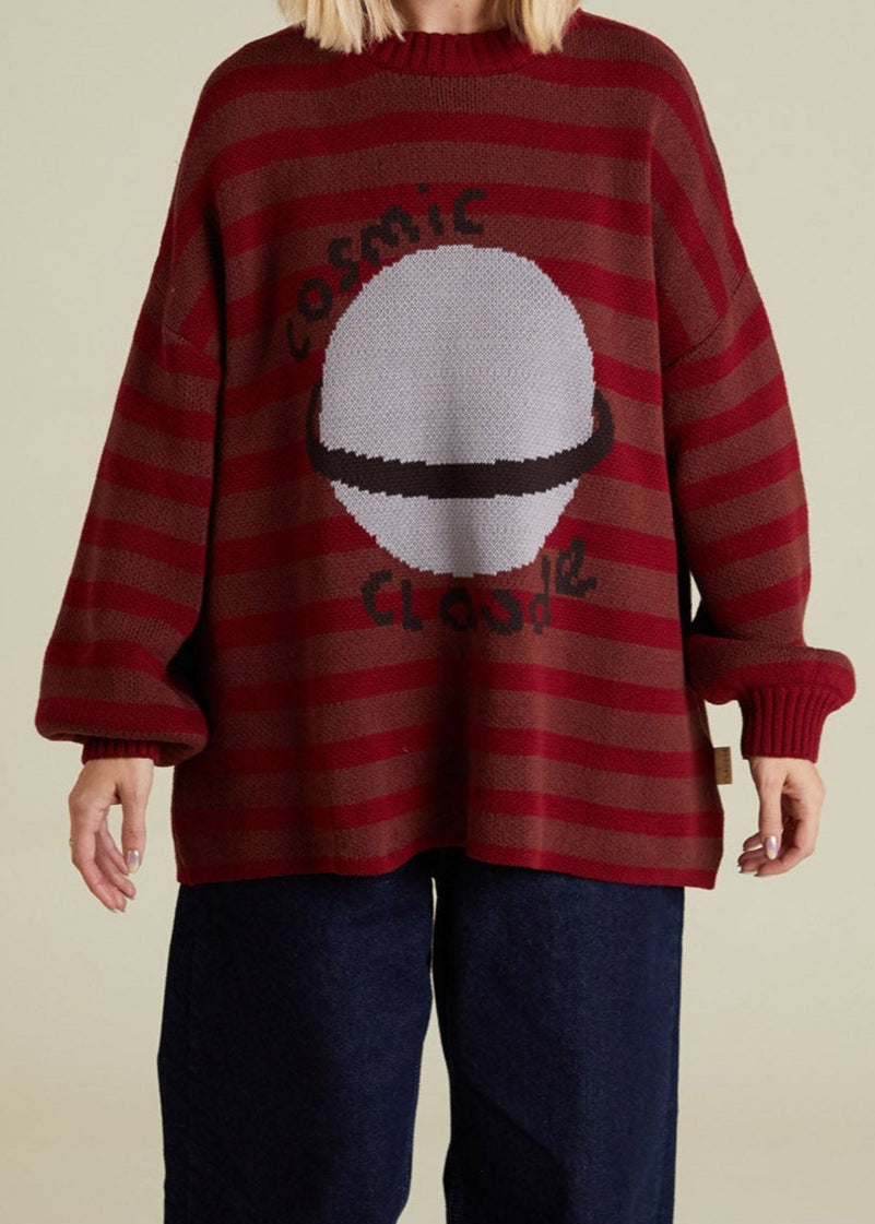 Saturn Maroon Sweater Adult - front