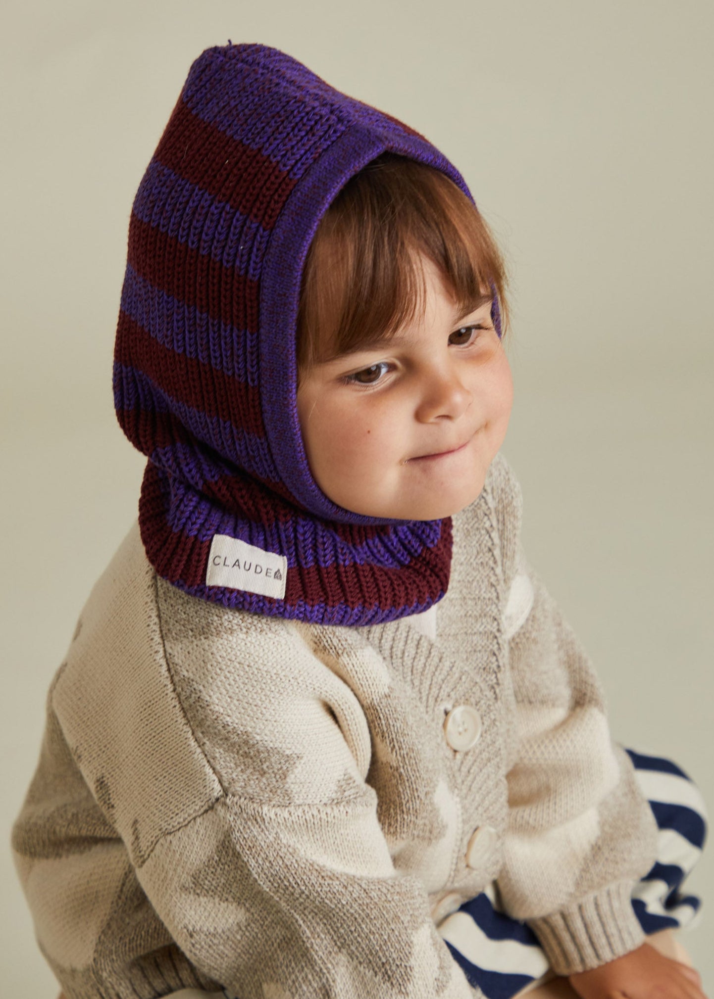 Sutton Plum Stripe Balaclava - close