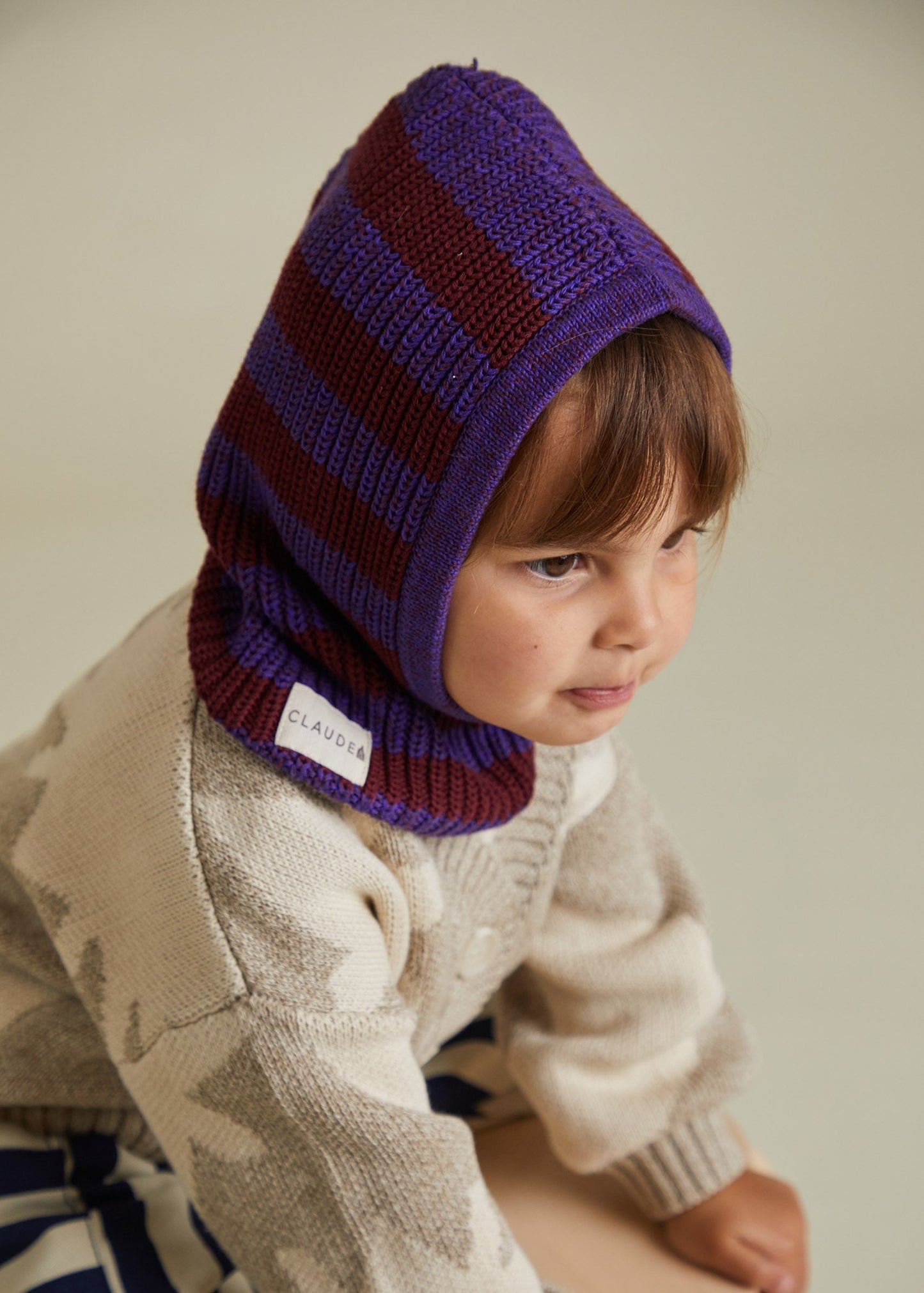 Sutton Plum Stripe Balaclava - detail
