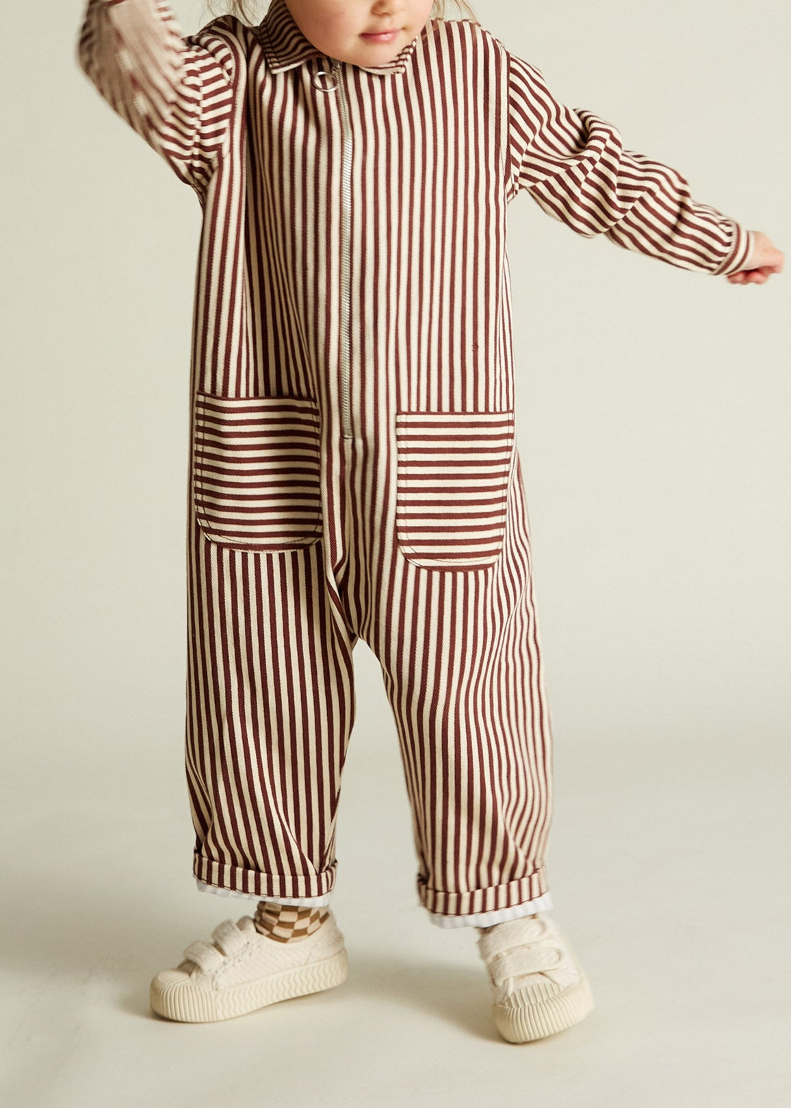 Syd Maroon Stripe Boilersuit - front