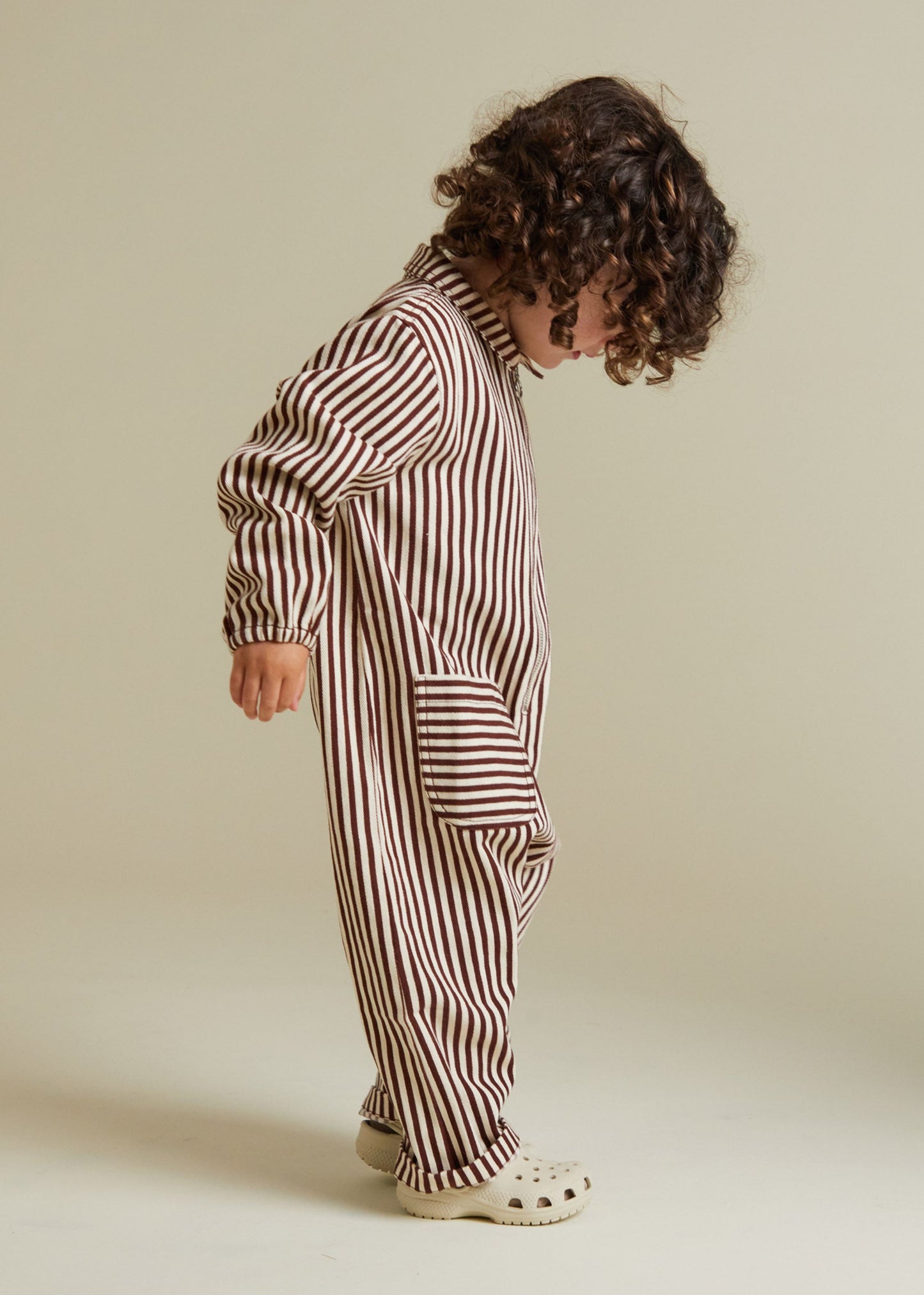 Syd Maroon Stripe Boilersuit - side