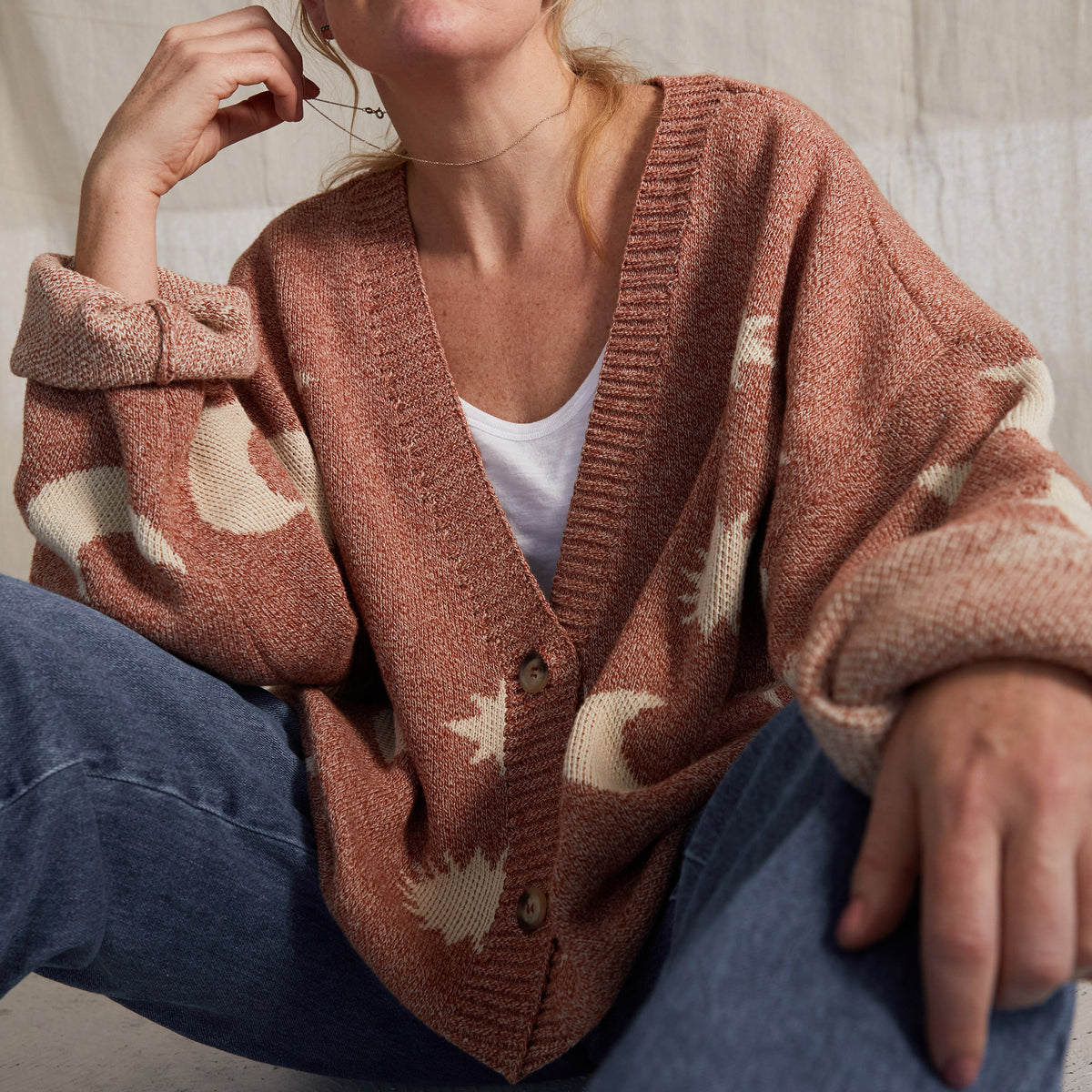 Adult Cardigan Russet Moons Stars – Claude & Co