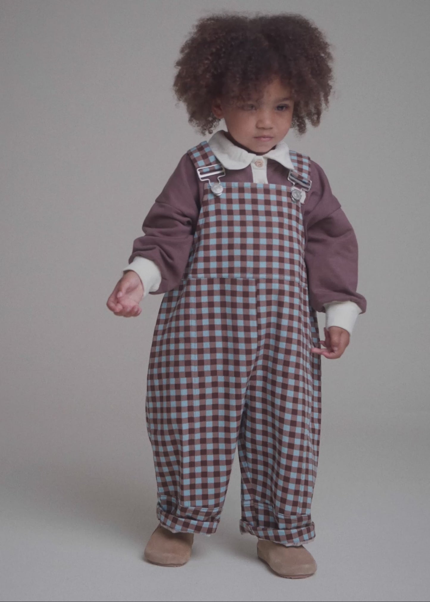 August Sky Gingham Dungaree - PDP video