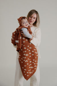Deer Print Knit Blanket