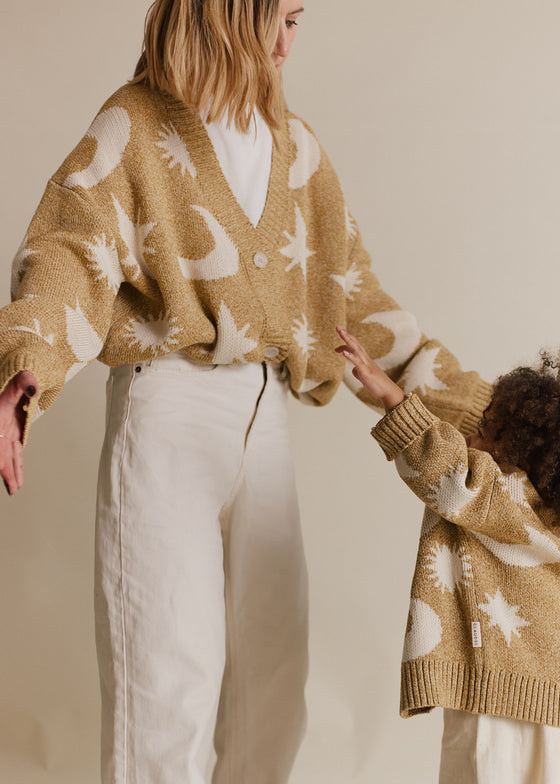 Cozmo Golden Moon Star Cropped Cardigan Adult