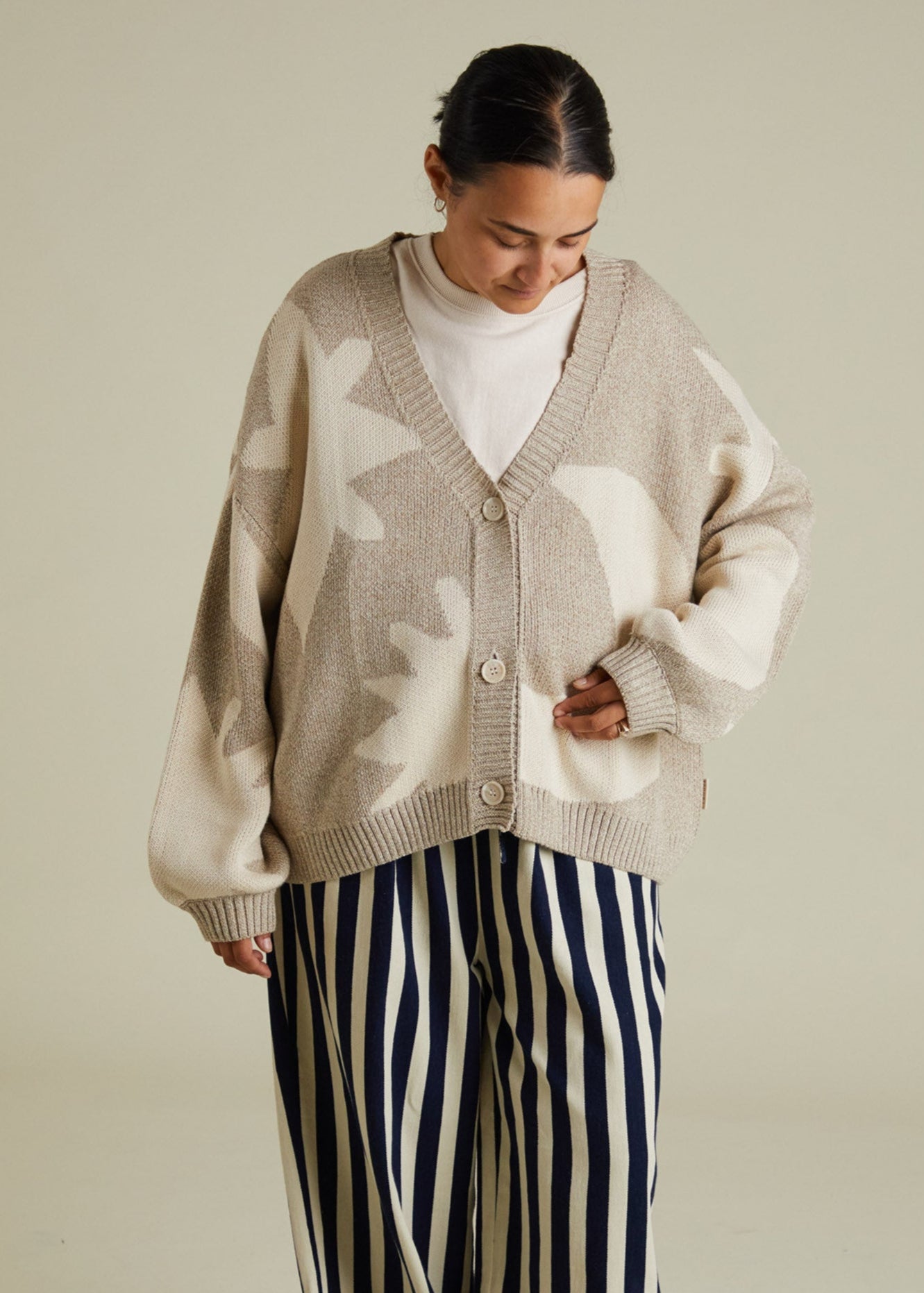 Abstract Neutral Moon Star Cardigan Adult - front