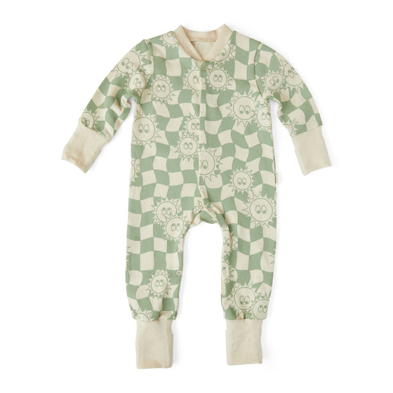 Check Sunshine Onesie - Sage