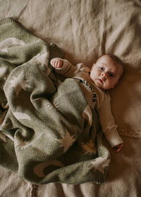 Cozmo Matcha Moon Star Blanket