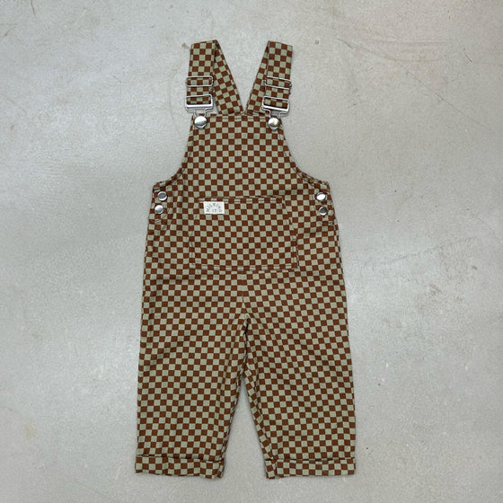 Checkerboard Dungarees - Brick