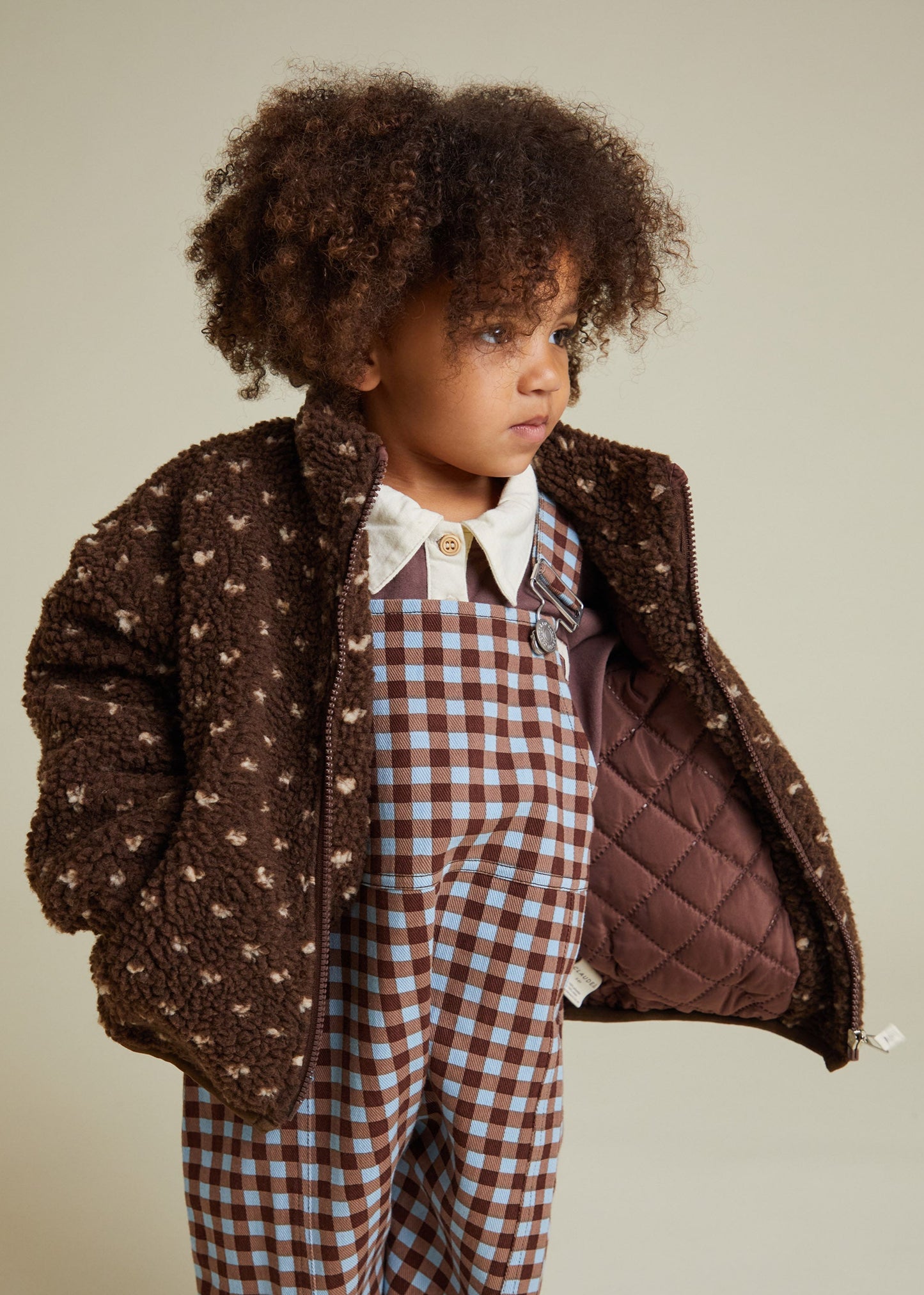 Drew Chocolate Spot Borg Jacket - inside
