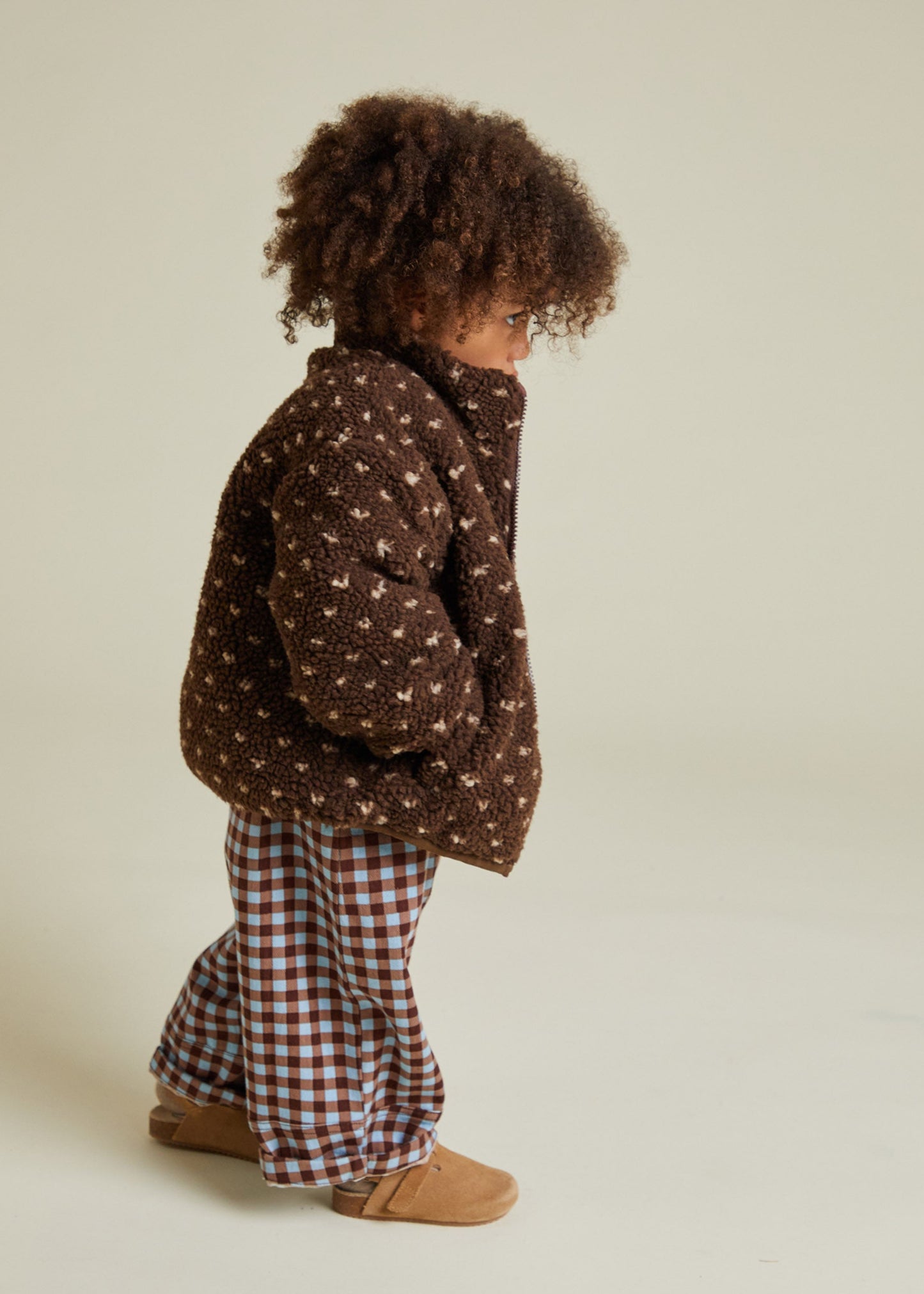 Drew Chocolate Spot Borg Jacket - side