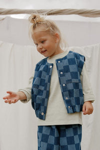 Rumi Checkerboard Denim Gilet