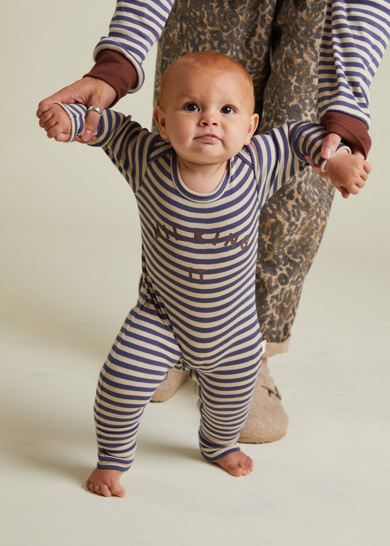 Milking It Inky Stripe Onesie - front