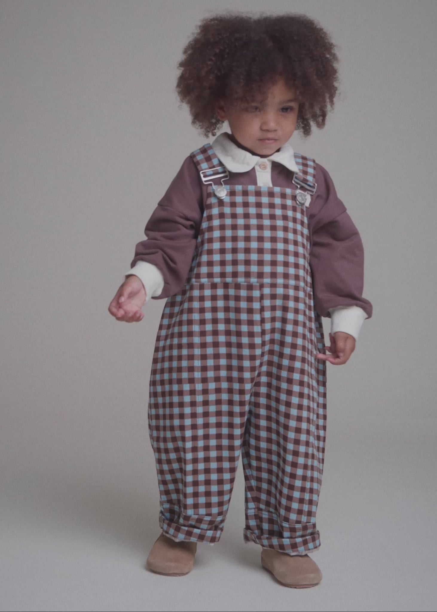 August Sky Gingham Dungaree - PDP video