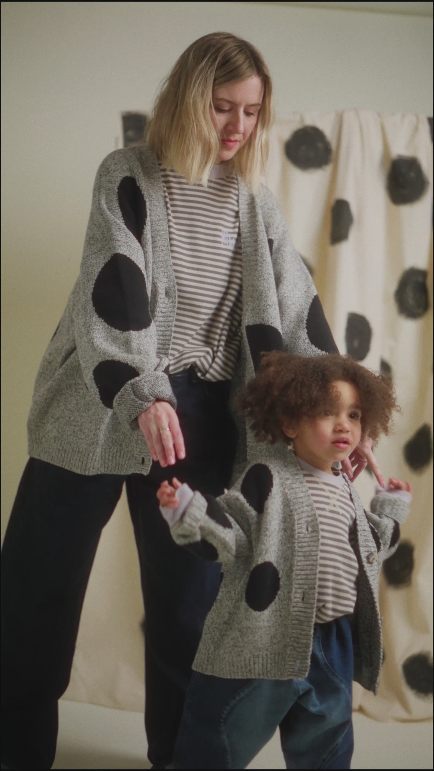 Eben Spot Grey Knitted Cardigan Adult