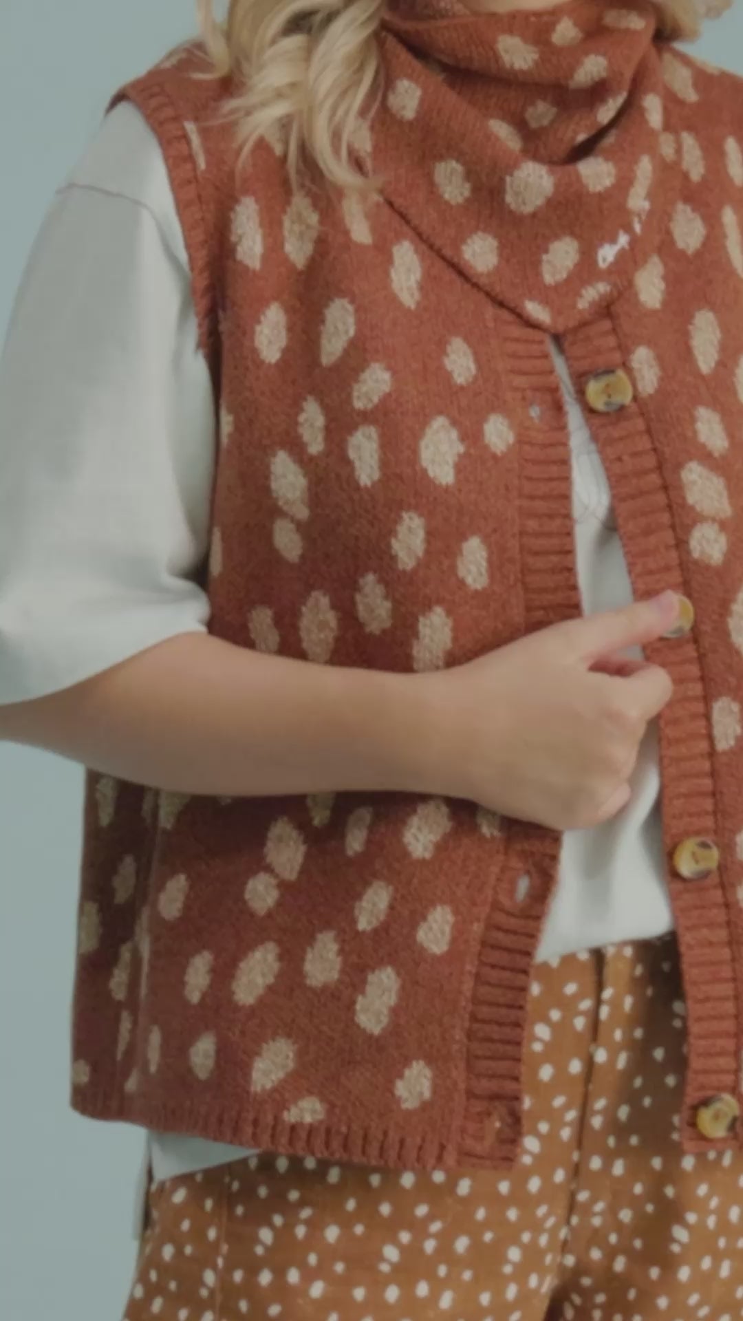 Willa Deer Print Knit Vest Adult
